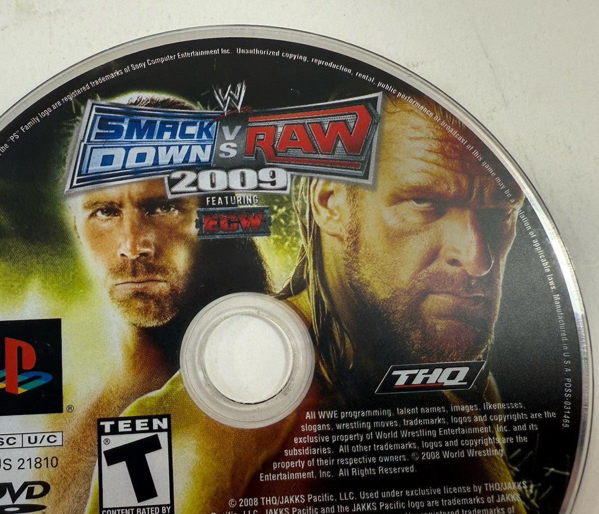 WWE SmackDown vs. Raw 2009 Feat. ECW  (PlayStation 2, 2008) Game Disc - Tested