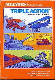 Triple Action (Intellivision, 1981) Game, Case, Manual, Overlays - Tested